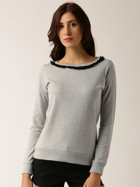 

DressBerry Women Grey Melange Solid Pullover Sweatshirt
