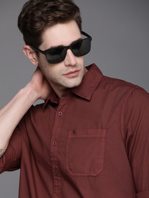 

WROGN Men Maroon Slim Fit Opaque Casual Shirt