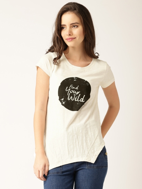 

DressBerry Women Off-white Printed Round Neck T-Shirt