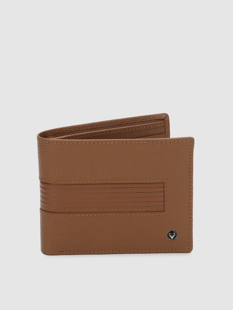 

Allen Solly Men Brown Solid Two Fold Leather Wallet with Striped Detail