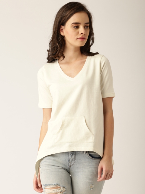 

DressBerry Women Off-white Solid V-Neck T-Shirt
