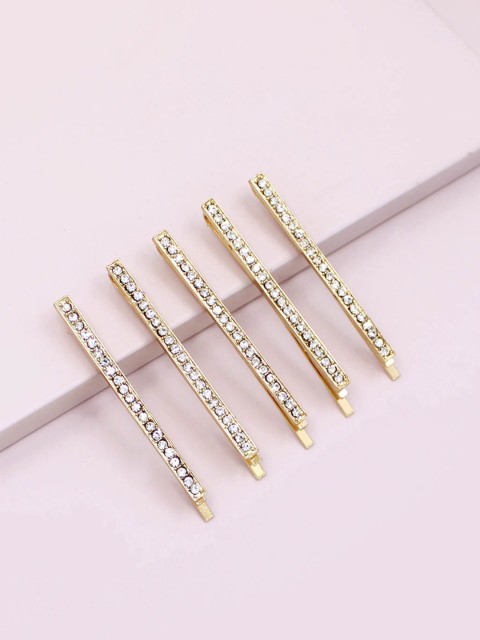 

Runway Ritual Girls Gold-Toned & White Set of 5 Embellished Swarovski Bobby Pins