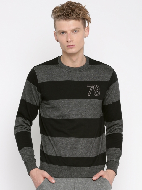 

Roadster Black & Charcoal Grey Striped Sweatshirt