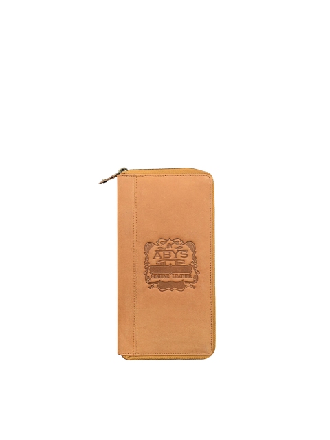 

ABYS Unisex Tan Brown Printed Genuine Leather Passport Holder