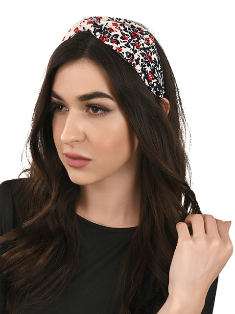 

BuckleUp Women Pink & Navy Blue Printed Knotted Hairband