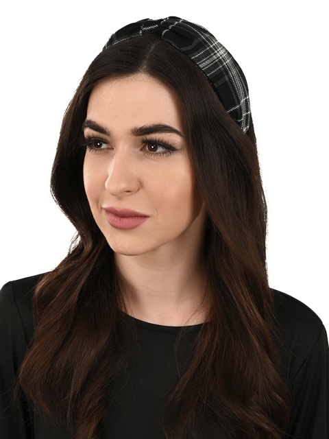 

BuckleUp Women Black & Grey Checked Knotted Hairband