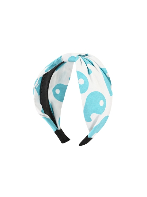 

BuckleUp Women White & Blue Printed Knotted Hairband