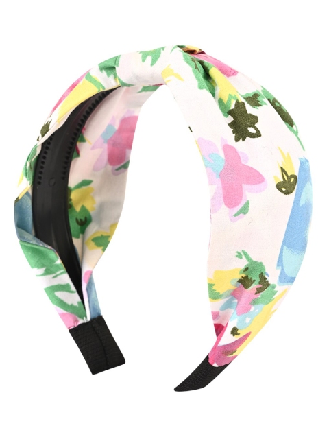 

BuckleUp Women White & Pink Printed Knotted Hairband