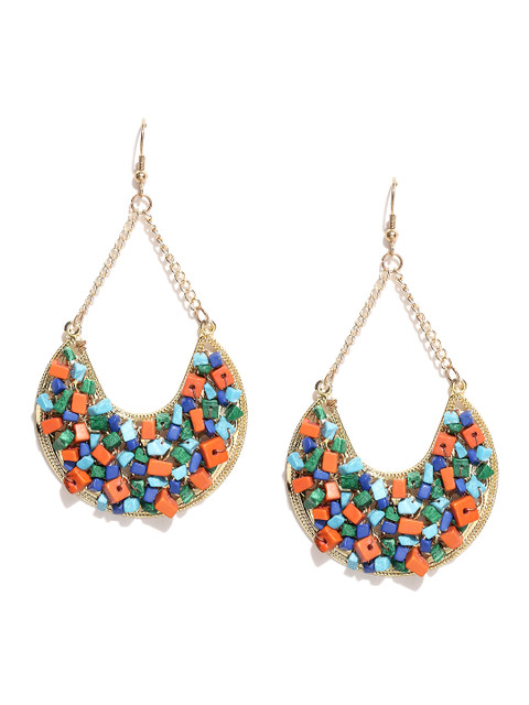 

Blueberry Multicoloured Crescent-Shaped Beaded Drop Earrings, Multi