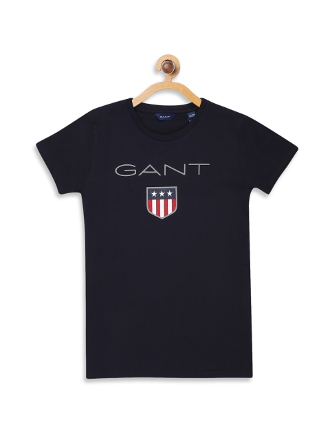 

GANT Boys Navy Blue Printed Round Neck Cotton T-shirt