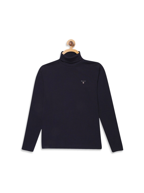 

GANT Boys Navy Blue Solid Cotton High Neck T-shirt