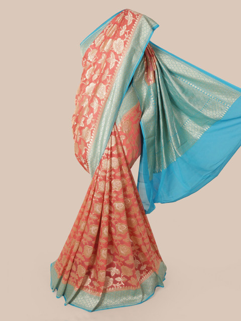 

Pothys Peach-Coloured Pure Silk Woven Design Banarasi Saree
