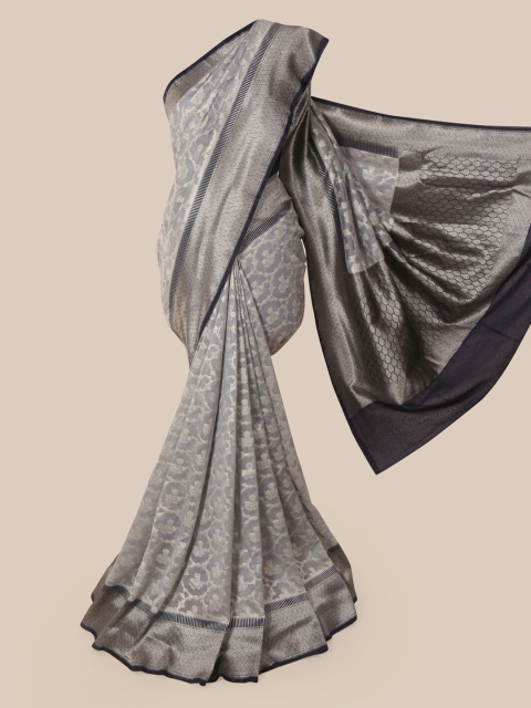 

Pothys Grey & Gold-Toned Pure Silk Woven Design Banarasi Saree