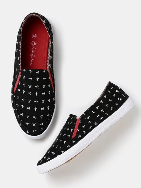 

Mast & Harbour Men Black Printed Slip-Ons