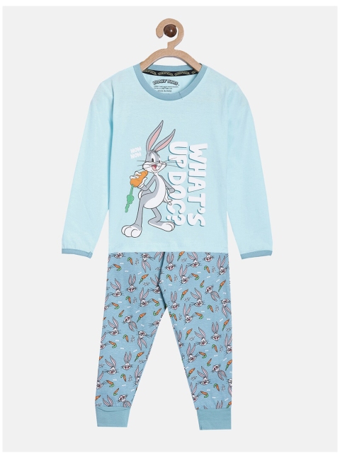

Nap Chief Kids Blue & Orange Bugs Bunny Printed Organic Cotton Night Suit