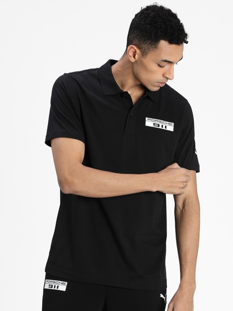 

Puma Men Black Solid Polo Collar Cotton T-shirt