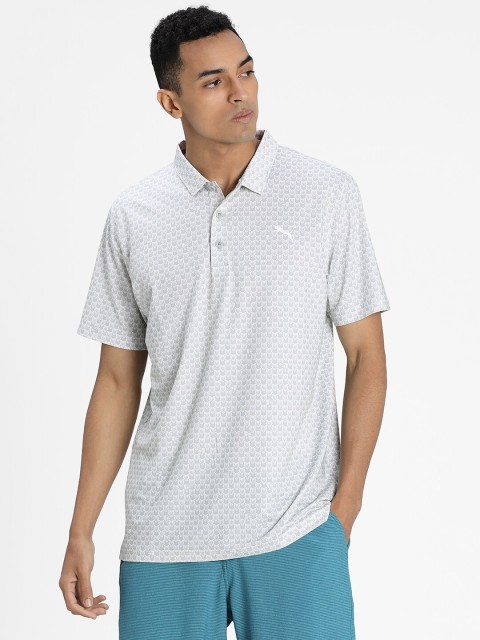 

Puma Men White Printed Polo Collar T-shirt