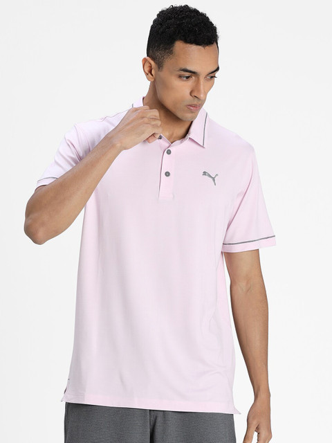 

Puma Men Pink Solid Polo Collar T-shirt