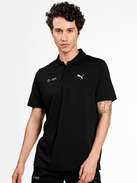 

Puma Men Black Solid Polo Collar Cotton T-shirt