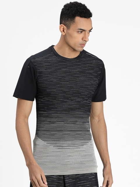 

Puma Men Grey Striped Round Neck T-shirt