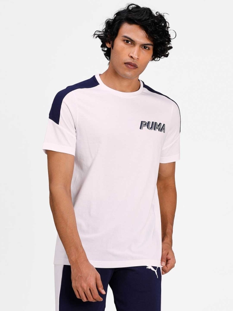 

Puma Men White Solid Round Neck Cotton T-shirt