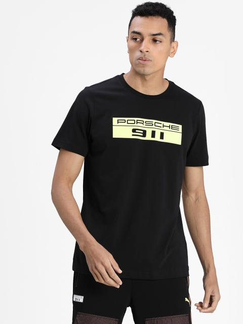 

Puma Men Black Printed Round Neck Cotton T-shirt