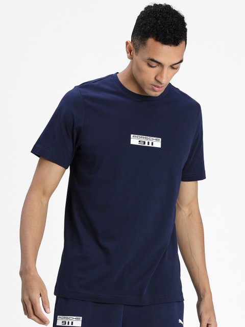 

Puma Men Navy Blue Printed Round Neck Cotton T-shirt