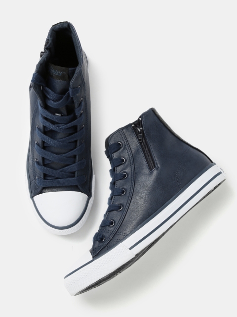 

Roadster Men Navy High-Top Sneakers, Navy blue