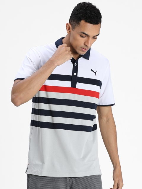 

Puma Men Multicoloured Striped Polo Collar T-shirt, Multi