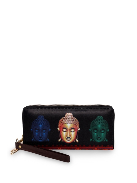 

All Things Sundar Women Black & Brown Printed Zip Around Wallet