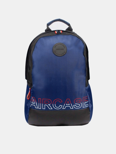 

AirCase Unisex Navy Blue & Black Brand Logo 15.6-Inch Laptop Backpacks