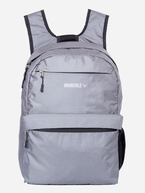 

Invincible Unisex Grey Backpacks with Compression Straps