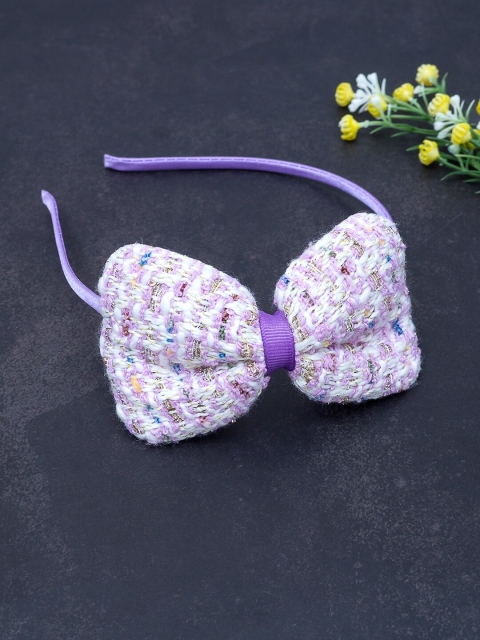 

Golden Peacock Women Lavender Embellished Bow Hairband