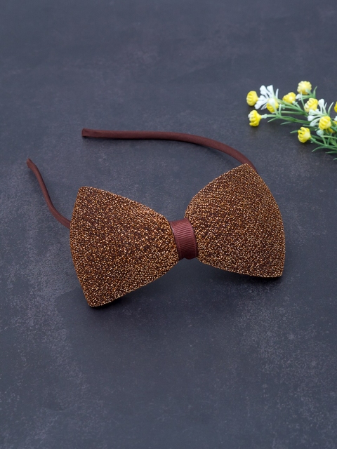 

Golden Peacock Women Brown Embellished Bow Hairband