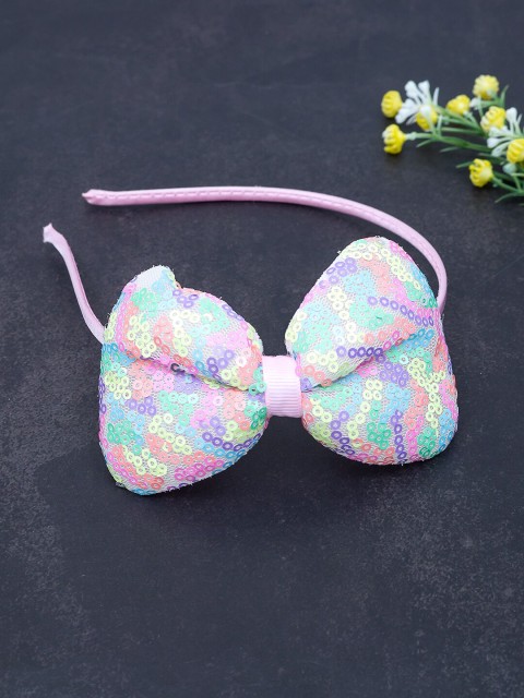 

Golden Peacock Women Pink Embellished Bow Hairband