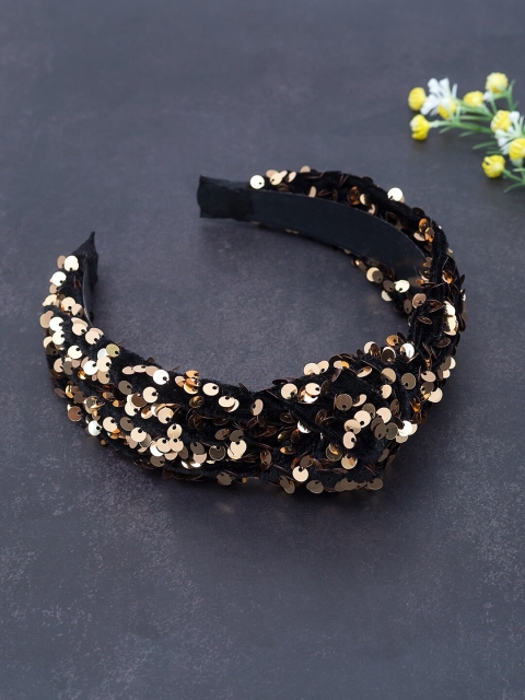 

Golden Peacock Black Embellished Hairband