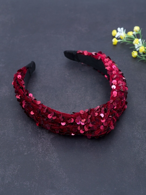 

Golden Peacock Women Maroon Embellished Hairband