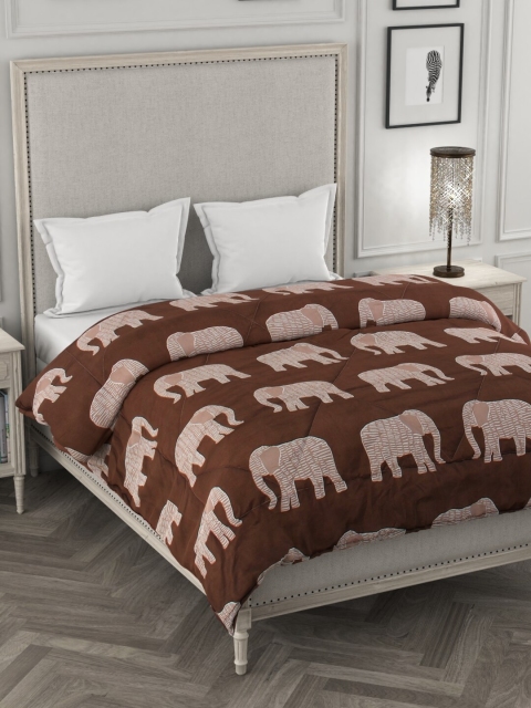 

A Homes Grace Brown & White Ethnic Motifs AC Room 300 GSM Double Bed Comforter