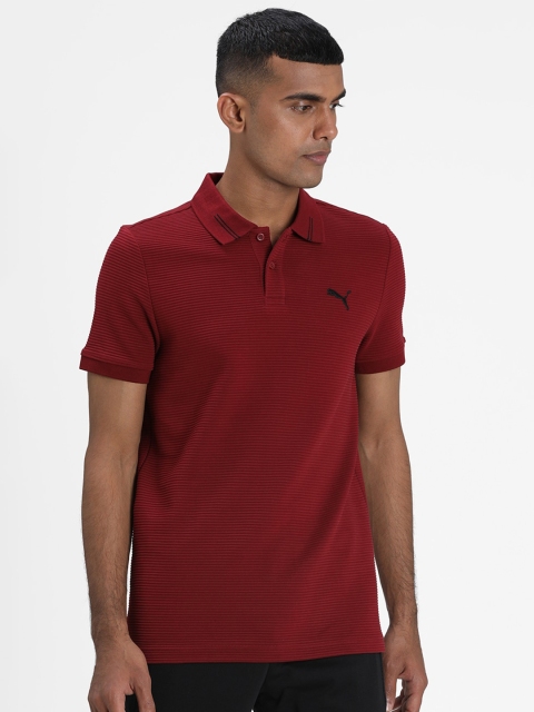 

Puma Men Maroon Solid Polo Collar T-shirt
