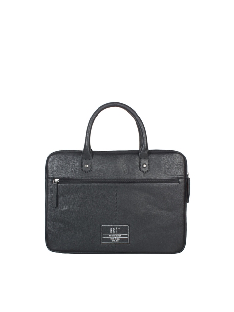 

echt Men Black Solid Leather 16 inch Laptop Bag