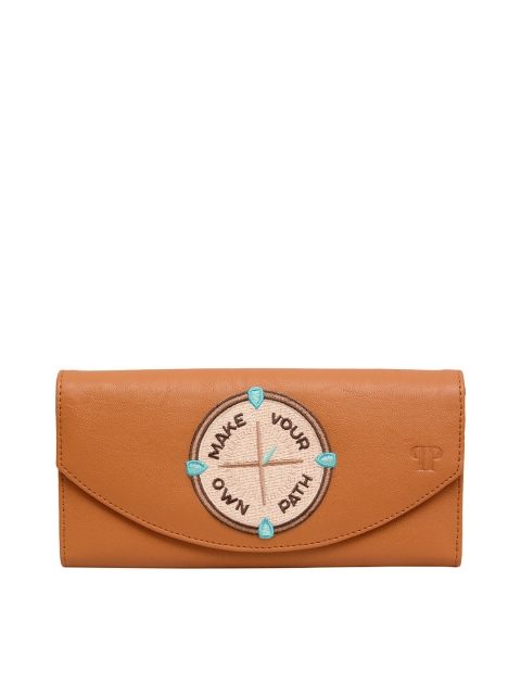 

Pink Potato Women Tan Brown & Peach-Coloured Textured Leather Envelope