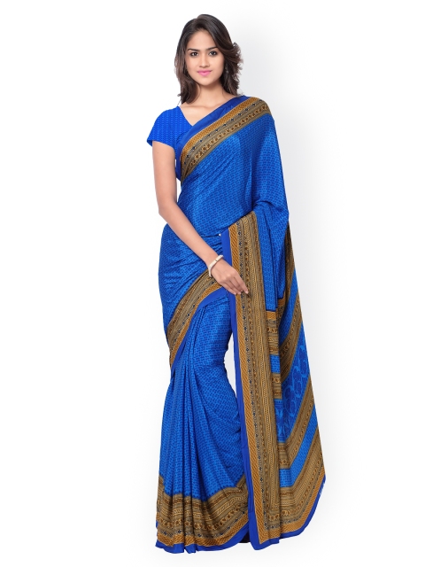 

Ligalz Blue Crepe Silk Printed Saree