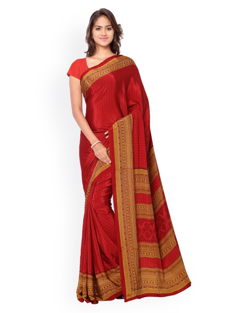 

Ligalz Red Crepe Silk Printed Saree