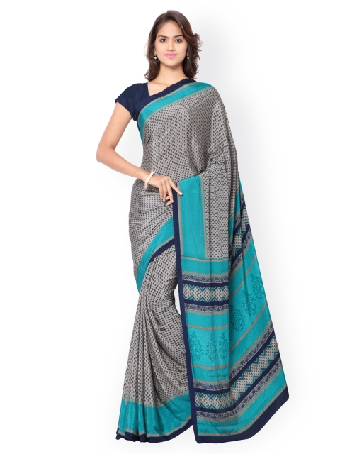 

Ligalz Grey Silk Crepe Printed Saree