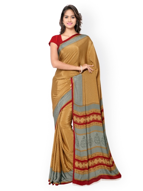 

Ligalz Beige Silk Crepe Printed Saree