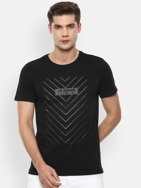 

Louis Philippe Jeans Men Black Printed Slim Fit Round Neck T-shirt
