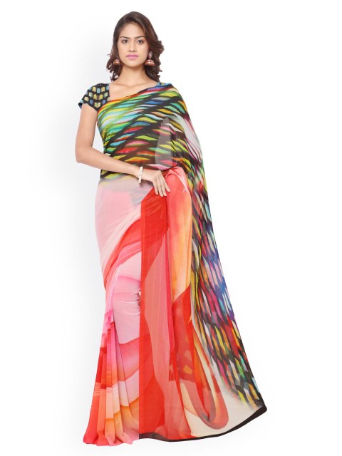 

Ligalz Multicoloured Georgette Printed Saree, Multi