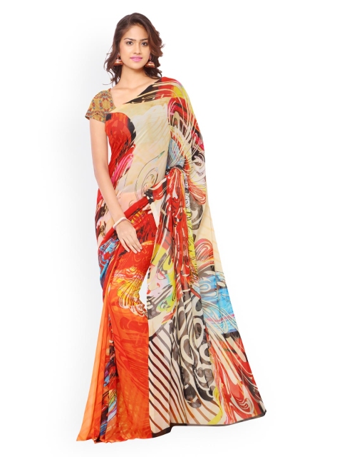 

Ligalz Multicoloured Georgette Printed Saree, Multi