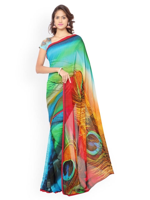 

Ligalz Multicoloured Georgette Printed Saree, Multi