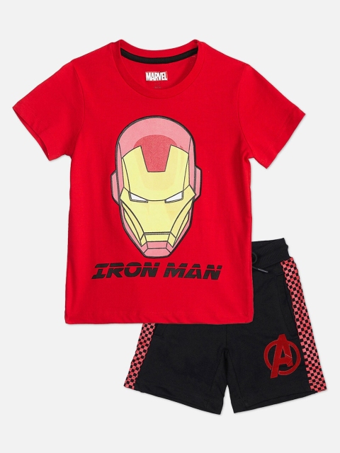 

Kids Ville Boys Red & Black Avengers Printed T-shirt with Shorts